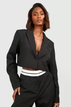 image of Pocket Detail Crop Tailored Blazer