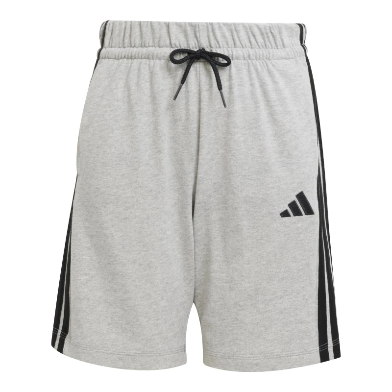 Image of adidas Essentials 3 Stripe Jersey Short Juniors Grey /Black male 13 Years