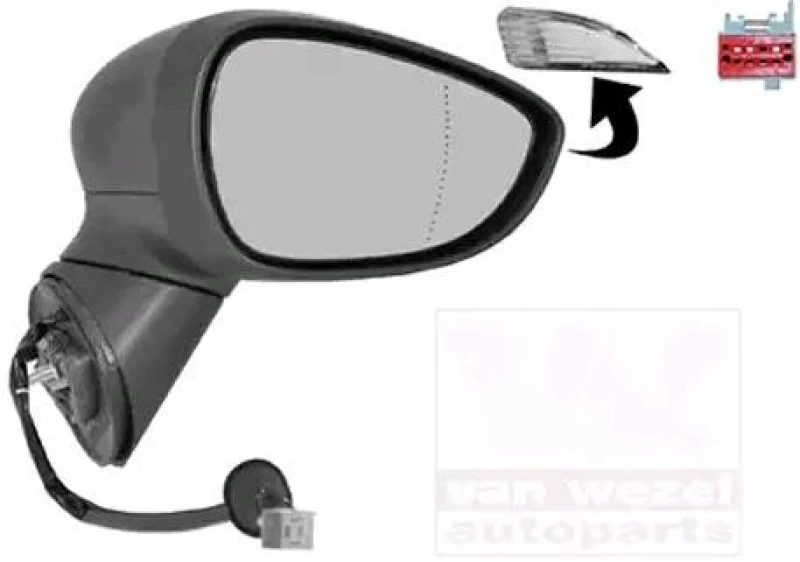 Image of VAN WEZEL 1801806 Wing mirror * HAGUS * Right, Unheated Outside Mirror (50)