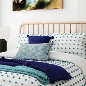 Image of Helena Springfield Tufted Spot Kingsize Duvet Cover Set, Blue/White