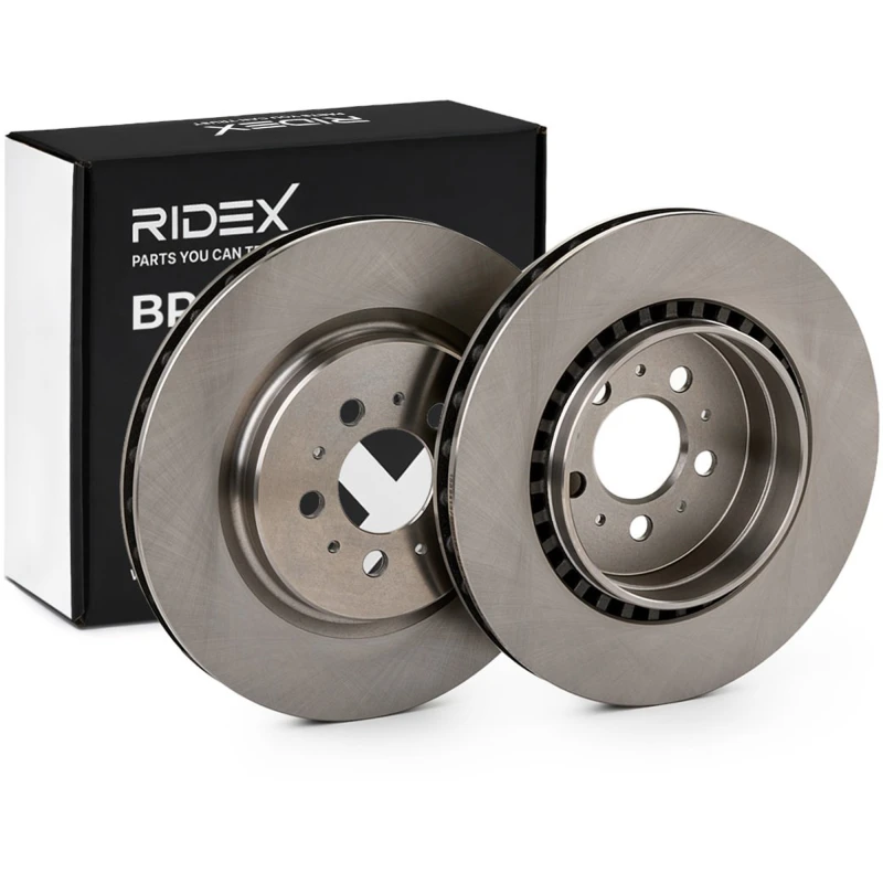 Image of RIDEX 82B0883 Brake disc Rear Axle, Vented, Cast Iron, Uncoated, Untreated, without bolts/screws Cast Iron Brake Disc (82)