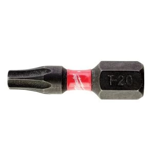 Image of Milwaukee Power Tools SHOCKWAVE Impact Duty Bits TX30 25mm (Pack 25)