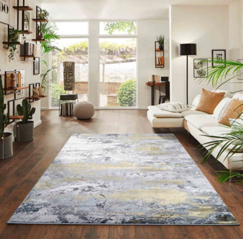 Image of Onyx Modern Living Room Rug - Abstract Area Rugs Gold 120X170 Cm