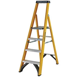 Image of Youngman S400 4 Tread Fibreglass Platform Stepladder