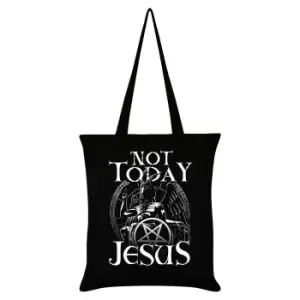 image of Grindstore Not Today Jesus Tote Bag (One Size) (Black)