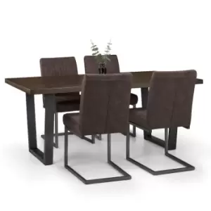 image of Julian Bowen Set Of Brooklyn Dark Oak Table And 4 Charcoal Chairs