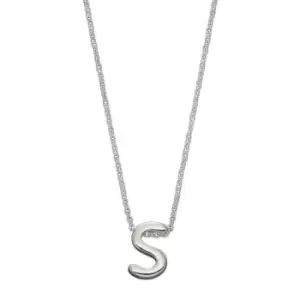 image of Initial S Plain Silver Initial Necklace N4446