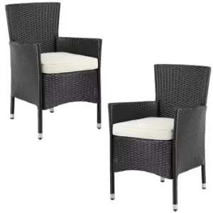 image of Poly Rattan Garden Chair 2Pcs Set Black/Cream