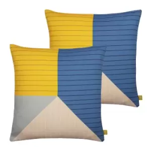 image of Alessa Geometric Striped Sustainable Twin Pack Polyester Filled Cushions