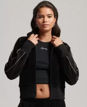 Image of Superdry Womens Code S Logo Velour Track Top Black - Size: 12