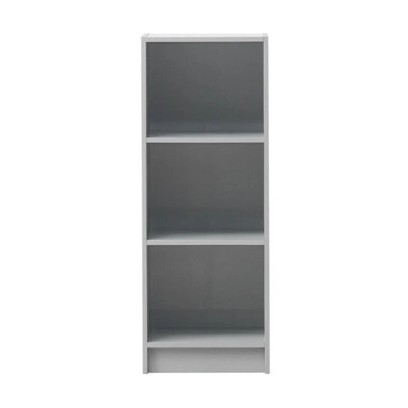 Image of Timber Art Design 3 Tier Medium Narrow Bookcase Shelving Unit Living Room Office Bedroom Grey