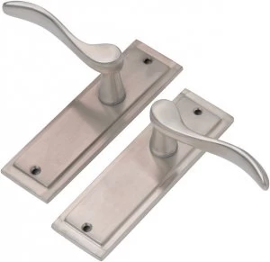 image of Wickes Bravo Latch Door Handle - Satin Nickel 1 Pair