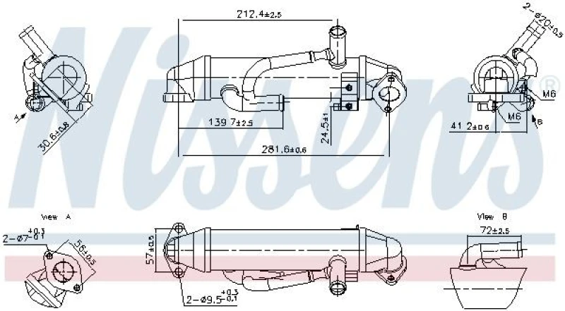 Image of NISSENS 989456 EGR Cooler without sensor, without gaskets/seals Steel EGR Cooler (4032)