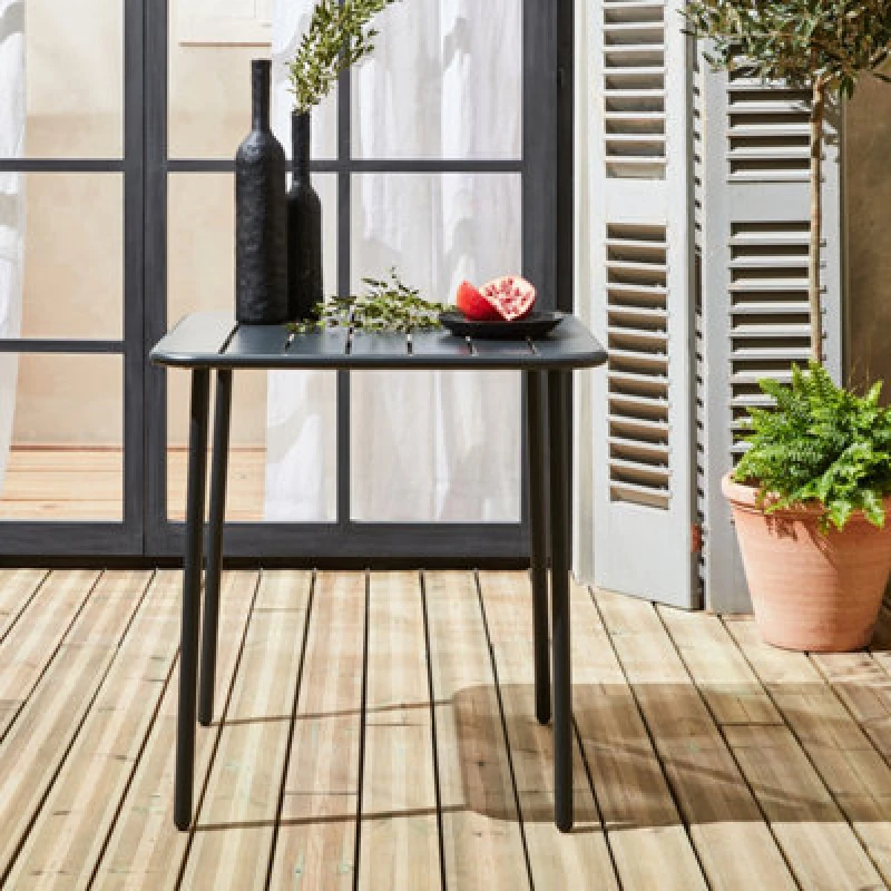 Image of 2-Seater Square Steel Garden Table Anthracite - Sweeek