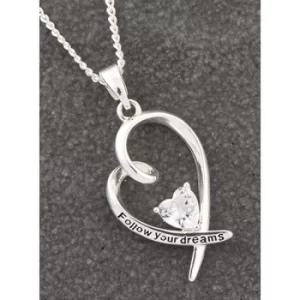Image of Crossover Silver Plated Heart Necklace Dreams