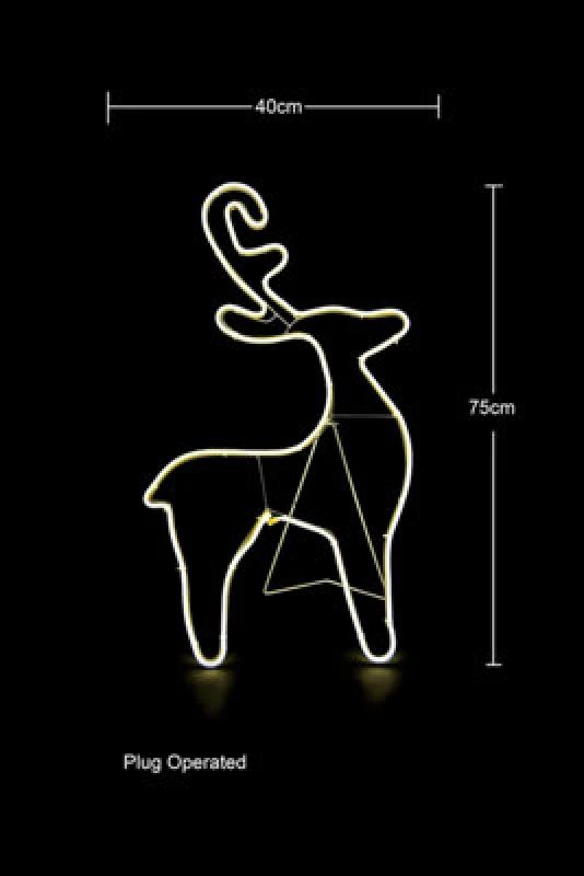 Image of Shatchi Reindeer Neon Effect Rope Light Silhouette Double Side 90 Warm White Leds Christmas Outdoor