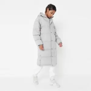 image of Missguided Longline Padded Puffer - Grey