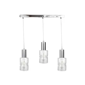 Image of Cross Bar Pendant Ceiling Light Silver, 60cm, 3x E27