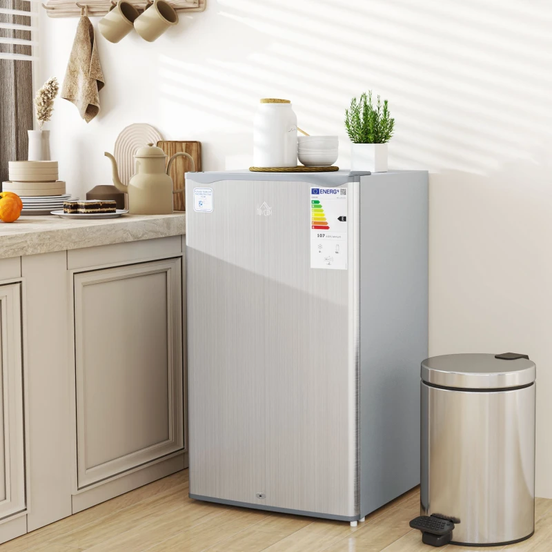 Image of HOMCOM 91L Freestanding Under Counter Fridge with Lock Grey Silver