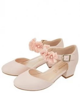 image of Monsoon Macaroon Pink Corsage Two Part Shoe - Pale Pink