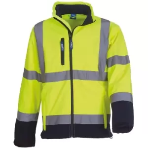 Image of Yoko Mens Hi-Vis Sofshell Jacket (XL) (Hi-Vis Yellow/Navy) - Hi-Vis Yellow/Navy