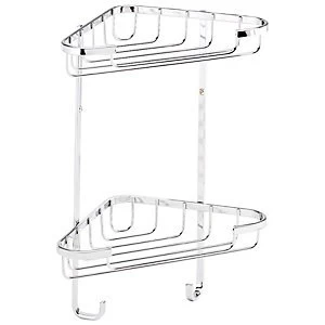 Image of Croydex Rust Free Small 2 Tier Corner Chrome Shower Basket - 230mm