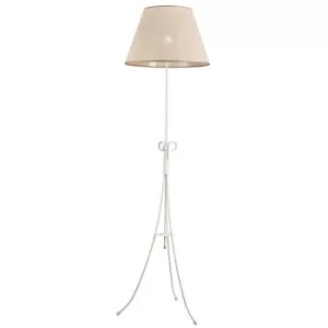 image of Lorenzo Floor Lamp With Fabric Shade White, 1x E27