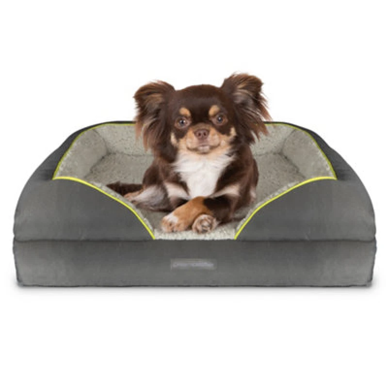 Image of Dreamcatcher Grey Small Dog Bed Orthopaedic Shredded Memory Foam, Fleece Sleeping Area, Non Slip Base and Removable Washable Cover Grey