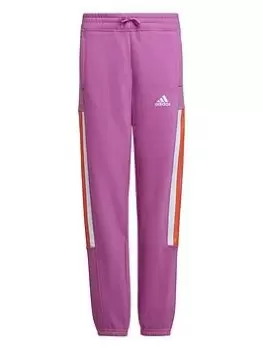 image of adidas Essentials Big Logo Junior Girls Brand Love Jogging Bottoms, Dark Purple, Size 11-12 Years