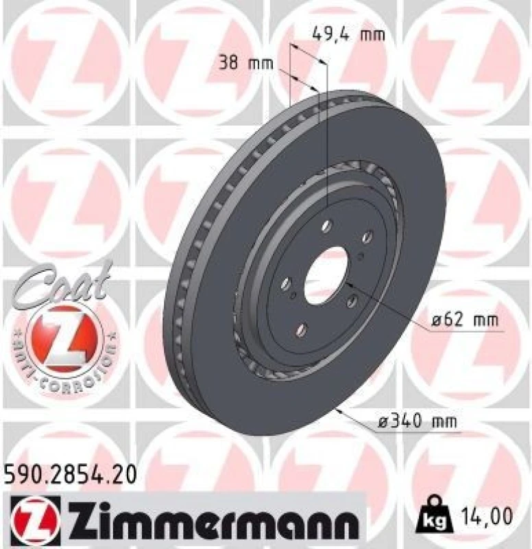 Image of ZIMMERMANN Brake disc ZIMMERMANN 590.2854.20