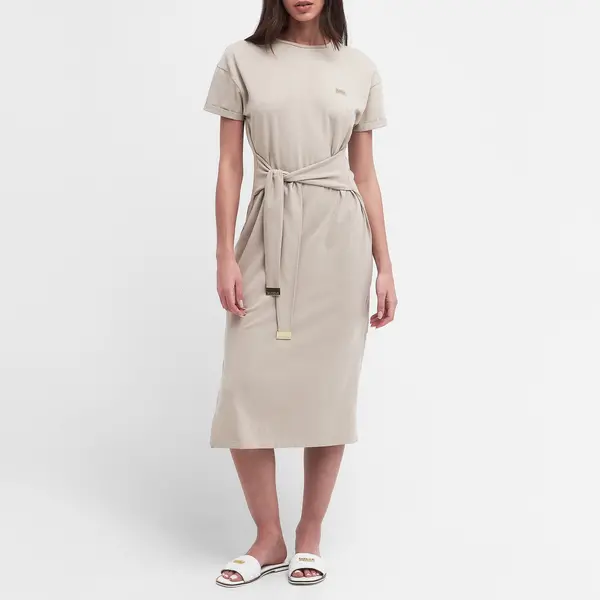 Image of Barbour International Whitson Stretch Ribbed-Cotton Midi Dress - UK 8