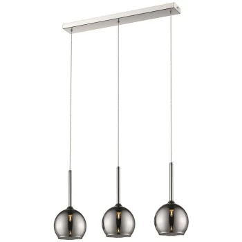 Spring Lighting - 3 Light Ceiling Pendant Bar Chrome with Glass Shades, G9