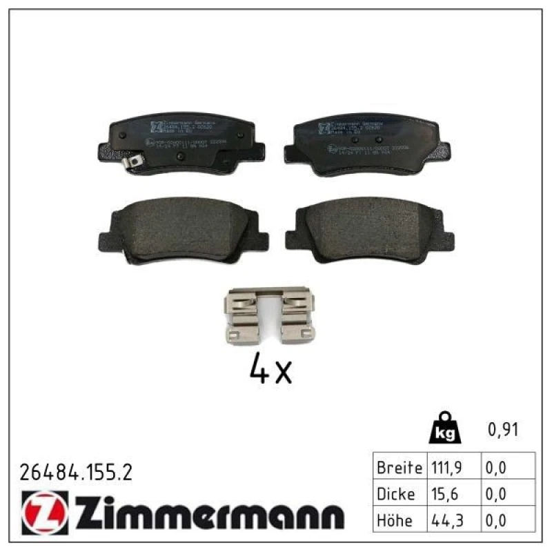 Image of ZIMMERMANN Brake pad set ZIMMERMANN 26484.155.2
