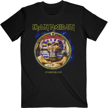 Image of Iron Maiden - Powerslave Mummy Circle Unisex Large T-Shirt - Black