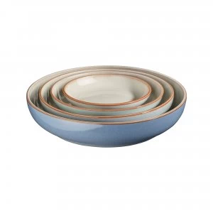 image of Denby Always Entertaining - The Blue Edit 4 Piece Nesting Bowl Set