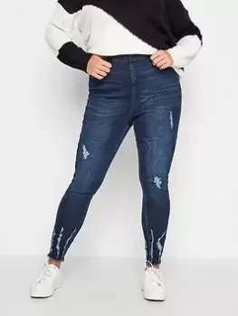 Image of Yours Ladies Cat Scratch Hem Grace Jegging - Blue Size 28, Women