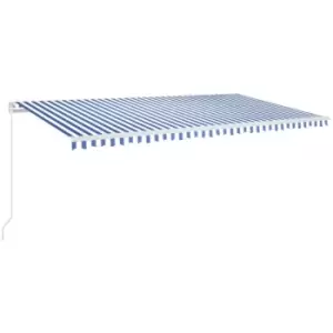 image of Vidaxl - Manual Retractable Awning with LED 600x350cm Blue and White Blue