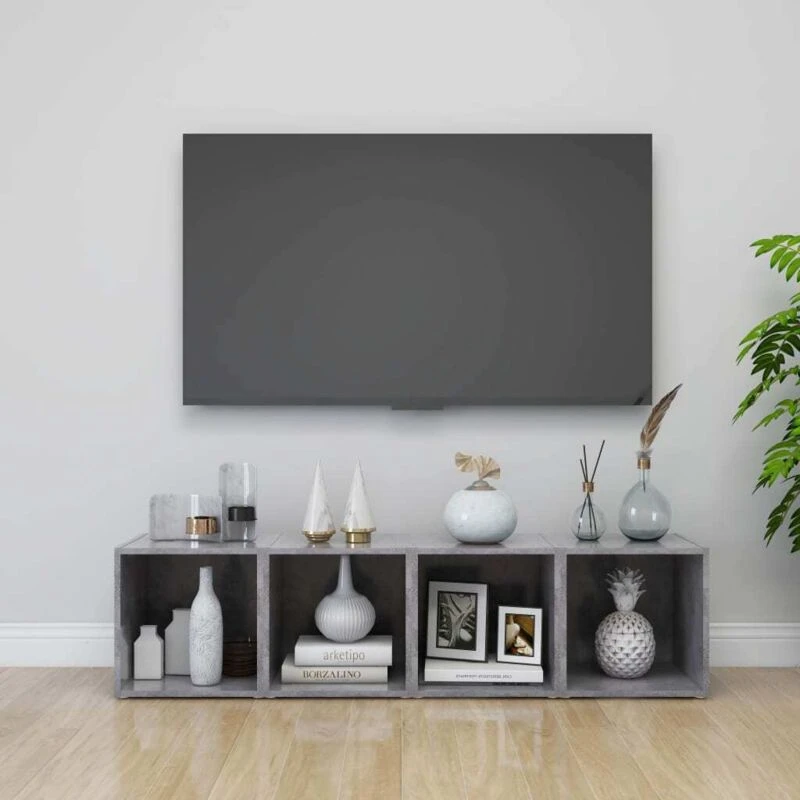 Image of Vidaxl TV Cabinets 4 Pcs Concrete Grey 37X35X37cm Engineered Wood, Grey 805512