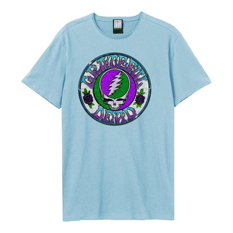 Image of Amplified Amplified Men Stealie Grateful Dead Tie Dye T-Shirt in Pale Blue Size: X-Small Pale Blue XS Male 5063300696118
