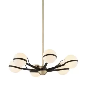 image of Ace 6 Light Chandelier Textured Bronze Brushed Brass, Glass