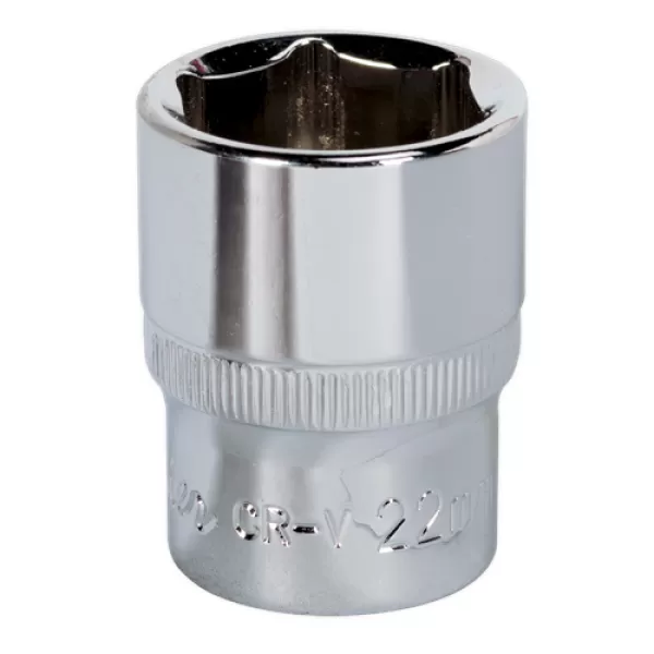 image of Genuine SEALEY SP1222 WallDrive&#174; Socket 22mm 1/2Sq Drive Fully Polished