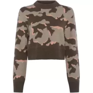 image of French Connection Kylah Camo Crew Neck Jumper - Green