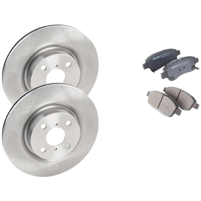 Image of RIDEX 3405B3279 Brake disc and pads set Front Axle, Brake Disc Type: internally vented, with acoustic wear warning Brake Set,disc brakes (3405)