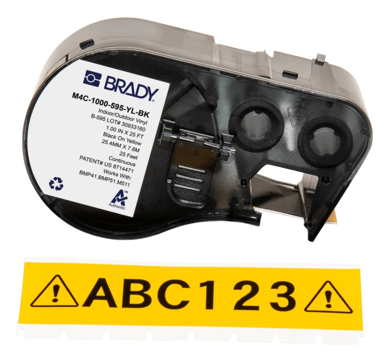 Image of Brady M4C-1000-595-YL-BK printer label Black. Yellow Self-adhesive pri
