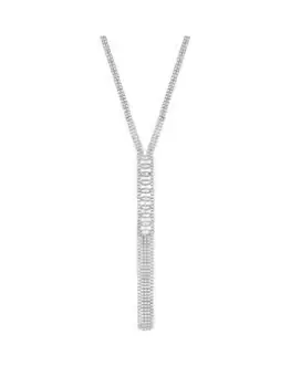 image of Mood Silver Crystal Baguette Lariat Necklace, Silver, Women