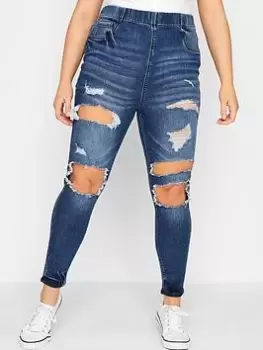 Image of Yours Clothing Jenny 28 Ripped Hole Jegging - Blue Size 16, Women