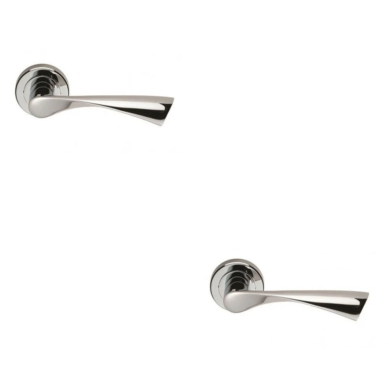 Image of Loops 2x PAIR Angular Twisted Handle on Round Rose Concealed Fix Polished Chrome Multi