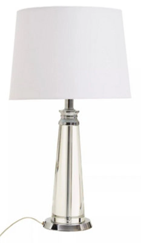 Image of Orsina Clear Crystal Table Lamp With Chrome Base, Geometric Crystal Frame Bedside Lmap, Contemporary Table Lamp