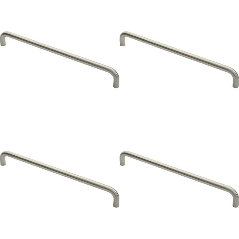 Image of Loops 4x Round D Bar Pull Handle 469 x 19mm 450mm Fixing Centres Satin Stainless Steel Metallics unisex