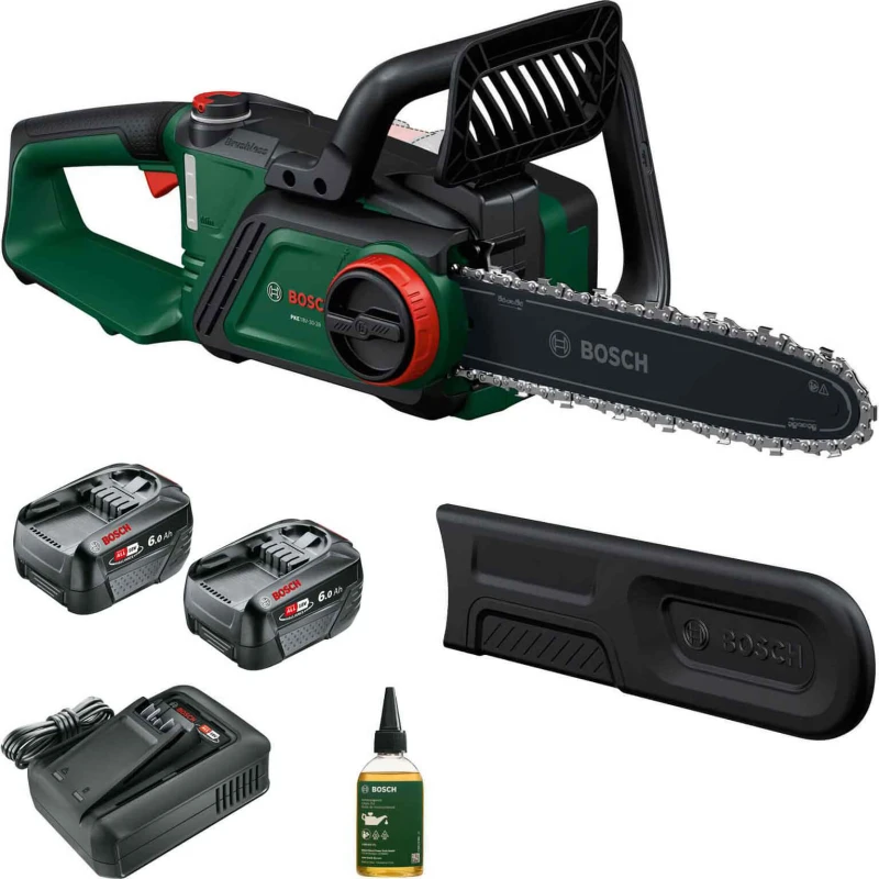 Image of Bosch PKE 18V-30-28 P4A 18v Cordless Brushless Chainsaw 300mm 2 x 6ah Li-ion Battery Charger PKE 18V-30-28